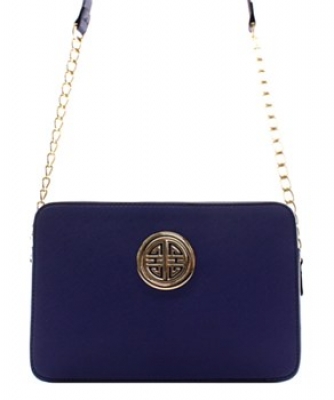 Messenger Handbag  Design Faux Leather Classic Style S038 39711 Navy